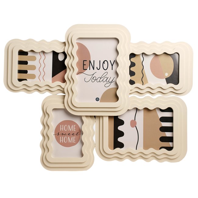 Wall photo frame KELLY for 5 photos, cream, MDF, H40x51x3cm
