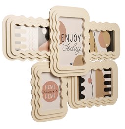 Sieninis nuotraukų rėmelis KELLY 5 paveikslams, kreminės sp., MDF, H40x51x3cm