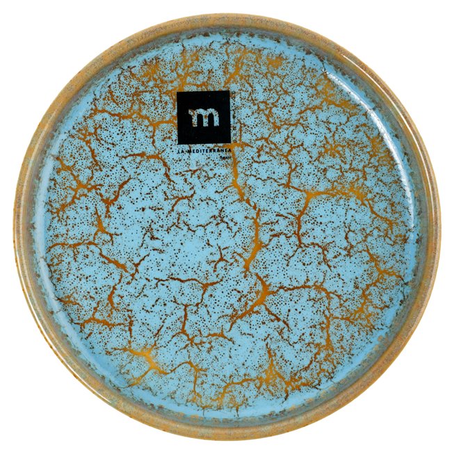 Plate Scratch Blue, brown/blue, porcelain, D13.7cm H2cm