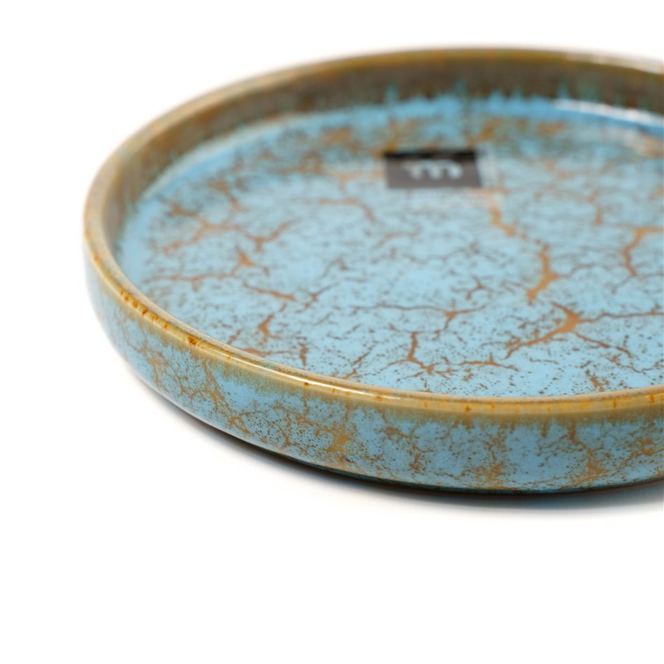 Plate Scratch Blue, brown/blue, porcelain, D13.7cm H2cm