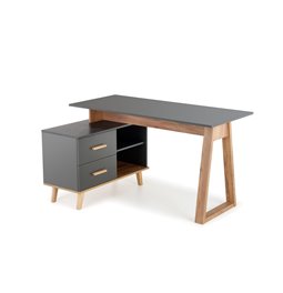 Desk Hergio, anthracite/wotan oak pattern, chipboard, H78x60-90x134-210cm 