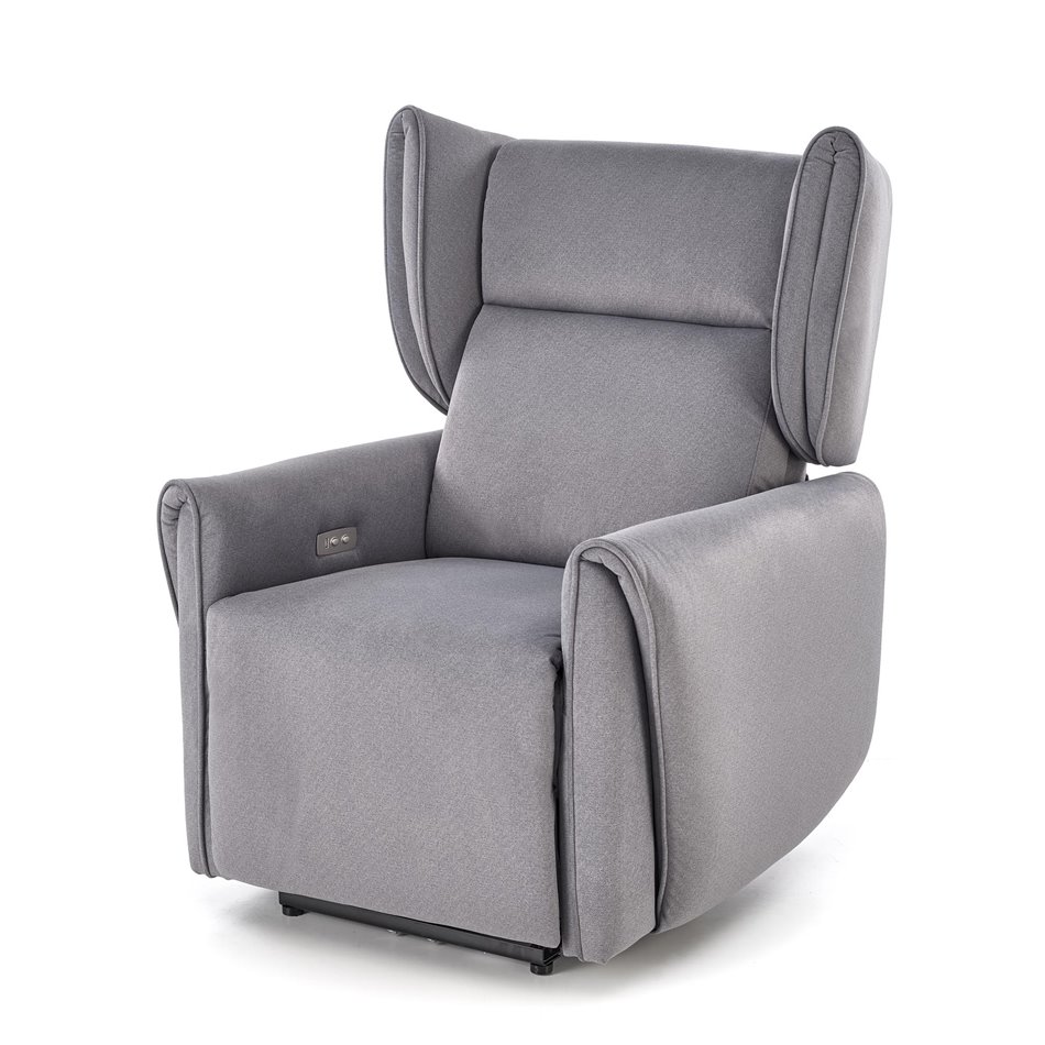 Electric recliner Helato, grey, polyester/metal/wood, H109-95x83x91-161cm, seat height 48-53cm