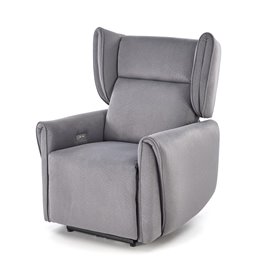 Electric recliner Helato, grey, polyester/metal/wood, H109-95x83x91-161cm, seat height 48-53cm