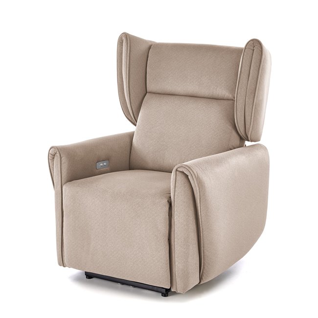 Electric recliner Helato, beige, polyester/metal/wood, H109-95x83x91-161cm, seat height 48-53cm
