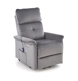 Electric recliner with massage function Hemiro, grey, H108-90x80x90-160cm, seat height 51-52cm