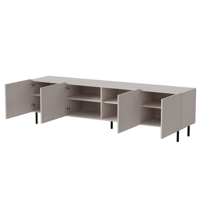 TV table Haxos, cashmere/black color, chipboard/MDF/steel, 200x40cm, H54cm 