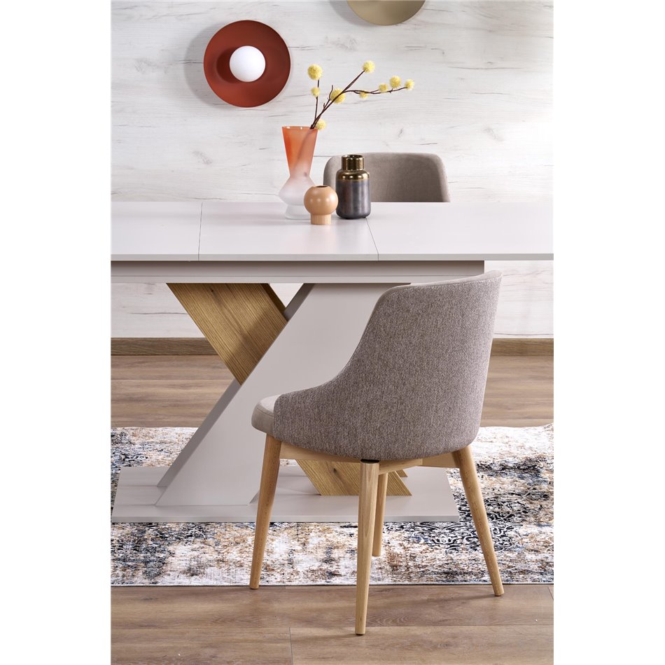 Extendable dining table Harelto, oak pattern/cashmere color, chipboard, 130-175x85cm H76cm 