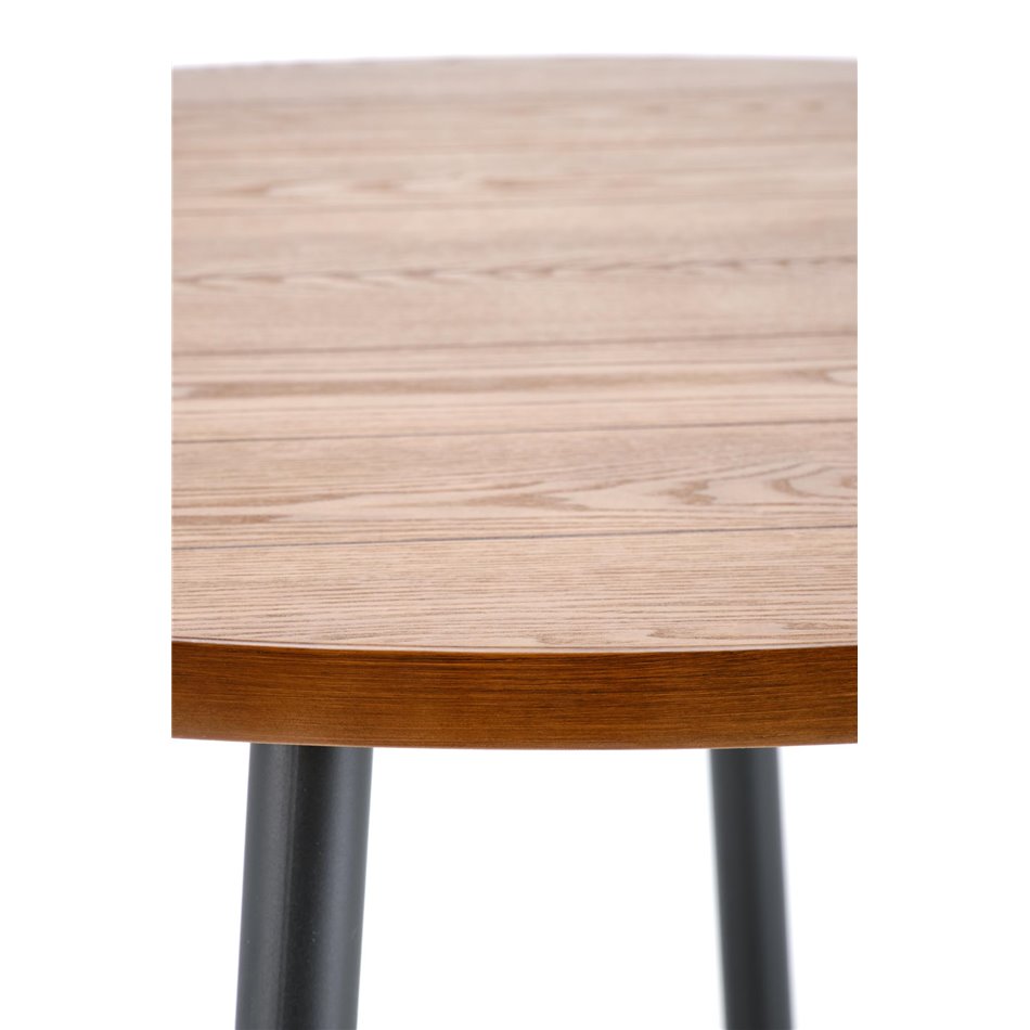 Dining table Harry, walnut/black color, steel/melamine/MDF, D105cm, H75cm 