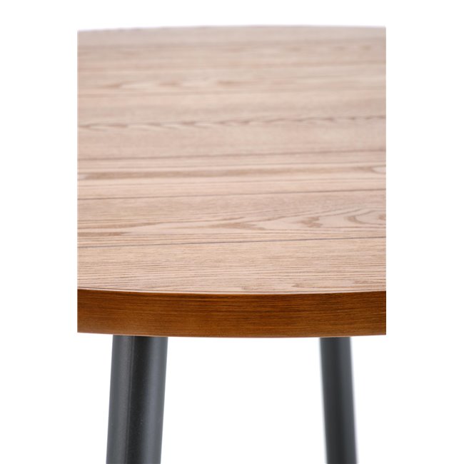 Dining table Harry, walnut/black color, steel/melamine/MDF, D105cm, H75cm 