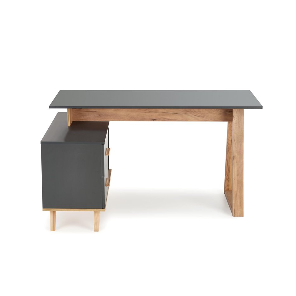 Desk Hergio, anthracite/wotan oak pattern, chipboard, H78x60-90x134-210cm 