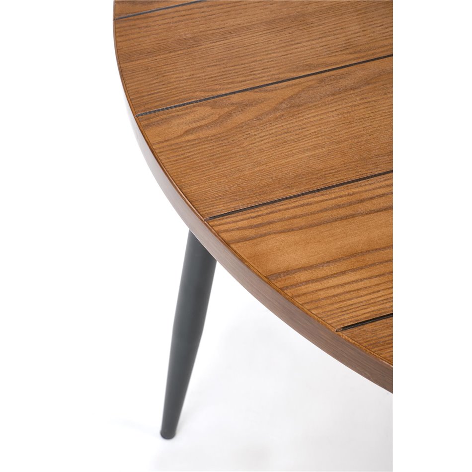 Dining table Harry, walnut/black color, steel/melamine/MDF, D105cm, H75cm 