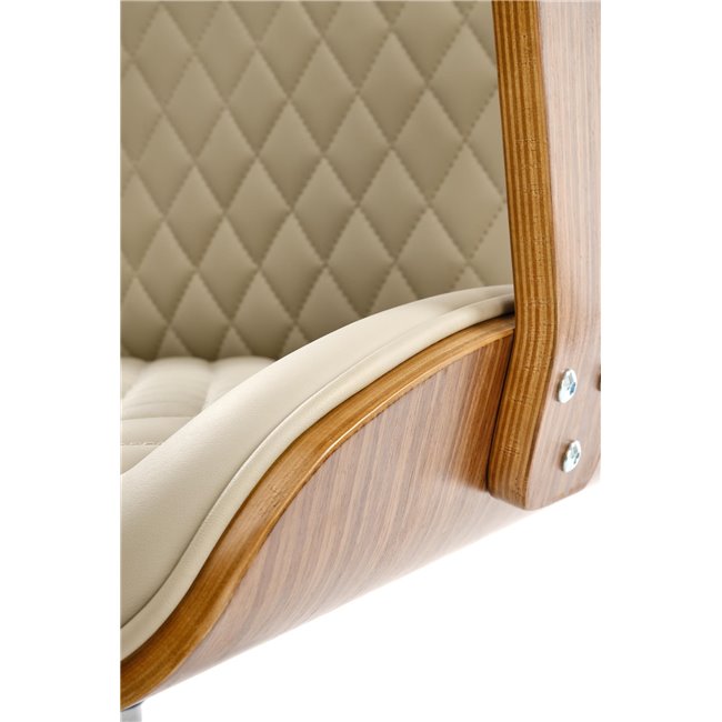 Office chair Himber, walnut/beige color, eco leather, H114-122x72x68cm, seat height 46-54cm