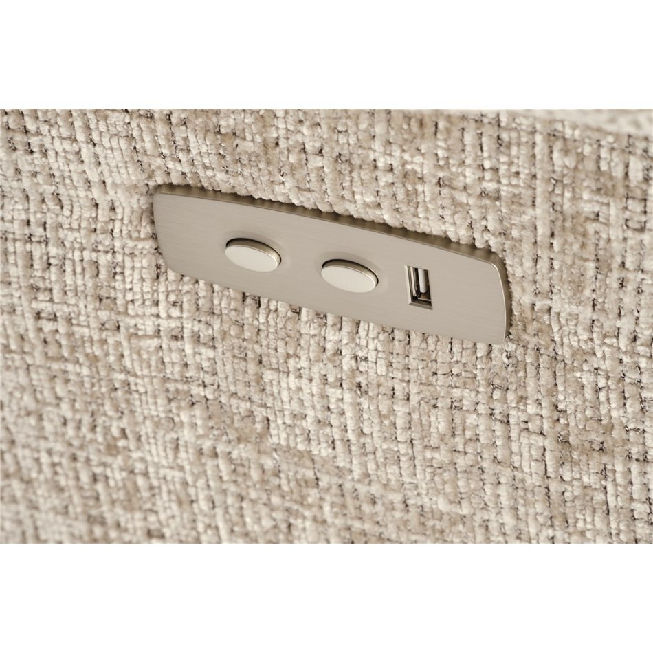 Electric recliner Hamore, beige, polyester/metal/wood, H86-100x105x100-168cm, seat height 50-55cm