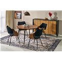 Dining table Harry, walnut/black color, steel/melamine/MDF, D105cm, H75cm 