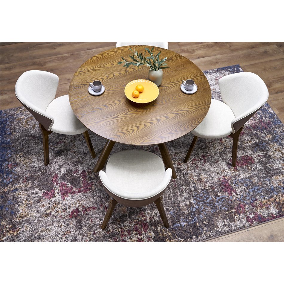 Dining table Hupero, walnut color, MDF, D120cm, H76cm 