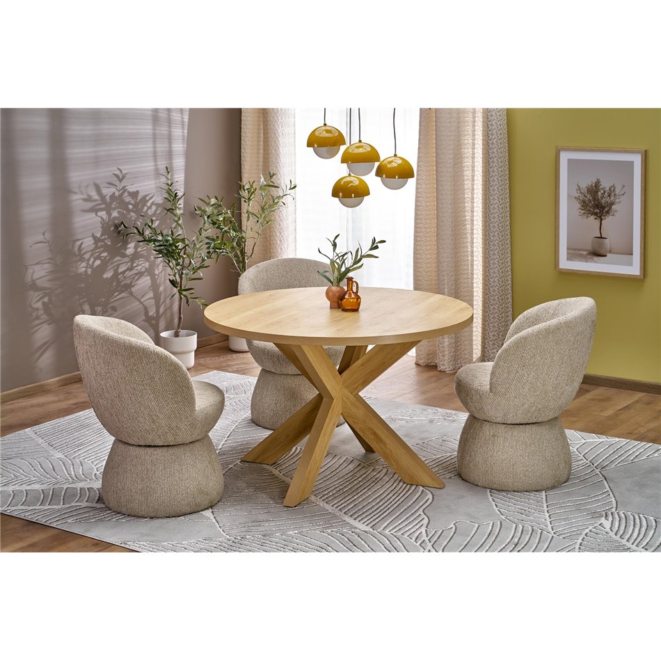 Armchair Hamen K581, swivelling, beige, steel/polyester, H82x63x62cm, seat height 48cm