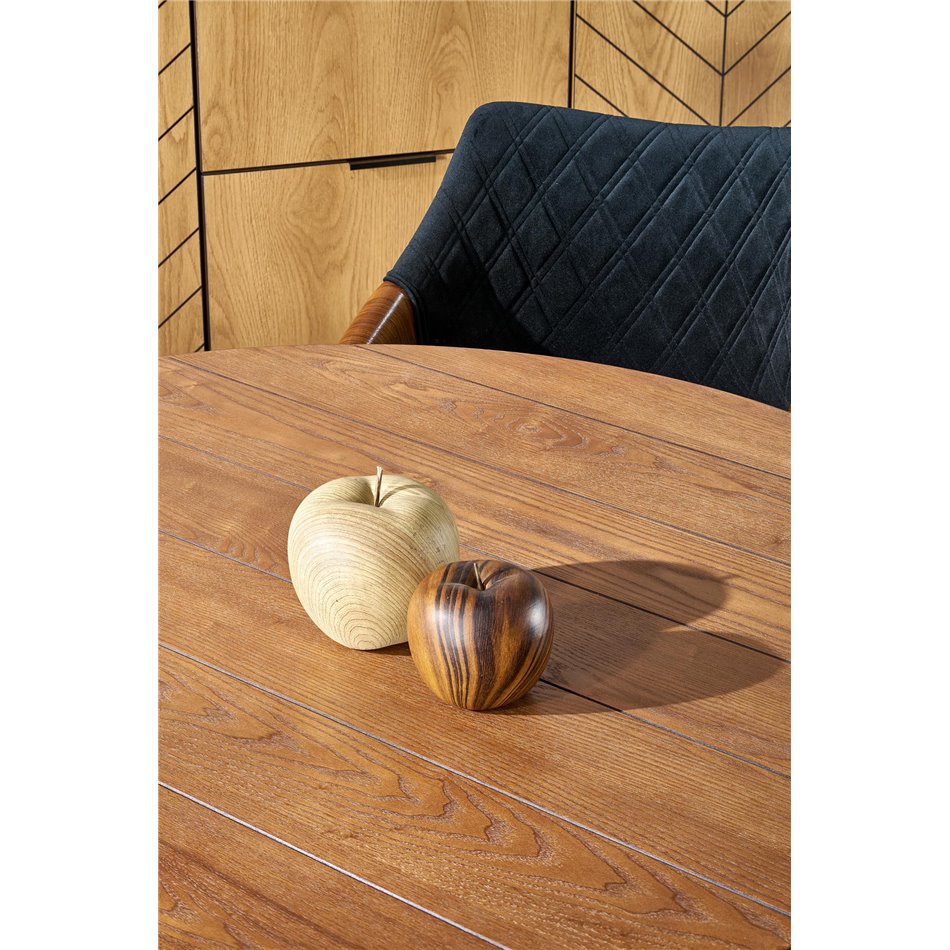 Dining table Harry, walnut/black color, steel/melamine/MDF, D105cm, H75cm 