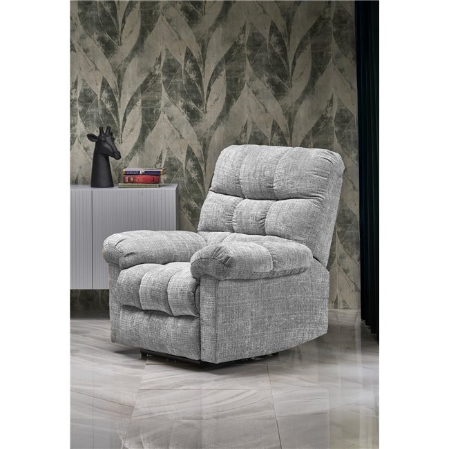 Electric recliner Hamore, grey, polyester/metal/wood, H86-100x105x100-168cm, seat height 50-55cm