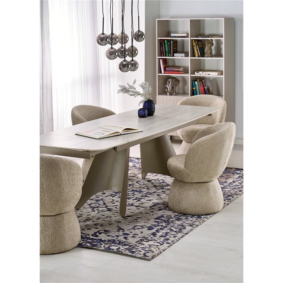 Armchair Hamen K581, swivelling, beige, steel/polyester, H82x63x62cm, seat height 48cm