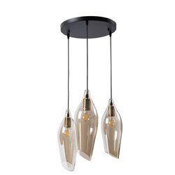 Pendant glass lamp  Rio-3, cognac color, H51-156cm, D46cm, E27 3x60W(MAX)