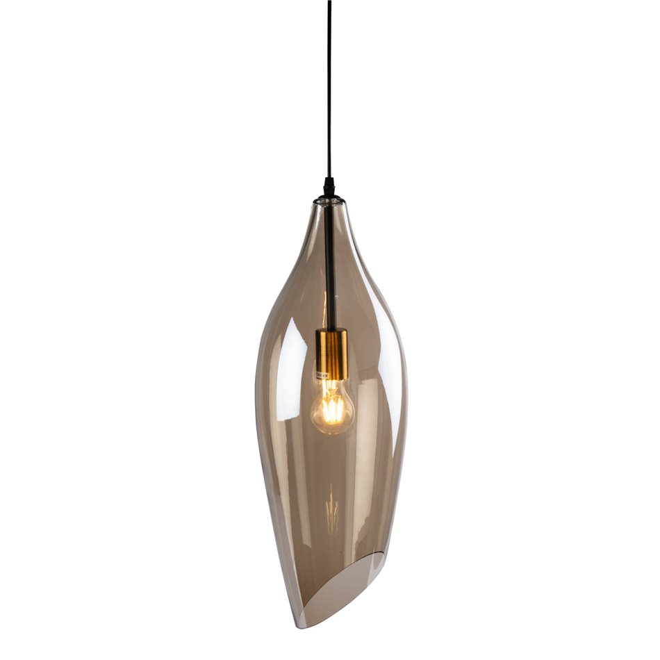 Pendant glass lamp  Rio, cognac color, H60-135cm, D20cm, E27 40W(MAX)