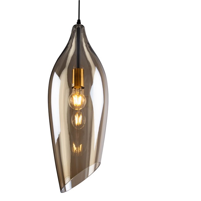 Pendant glass lamp  Rio, cognac color, H60-135cm, D20cm, E27 40W(MAX)