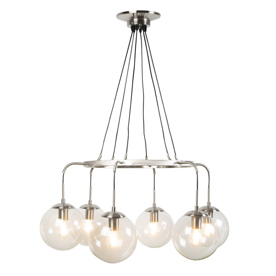Pendant lamp Rana, nickel, H60-135cm, D85cm, E27 6x60W(MAX)