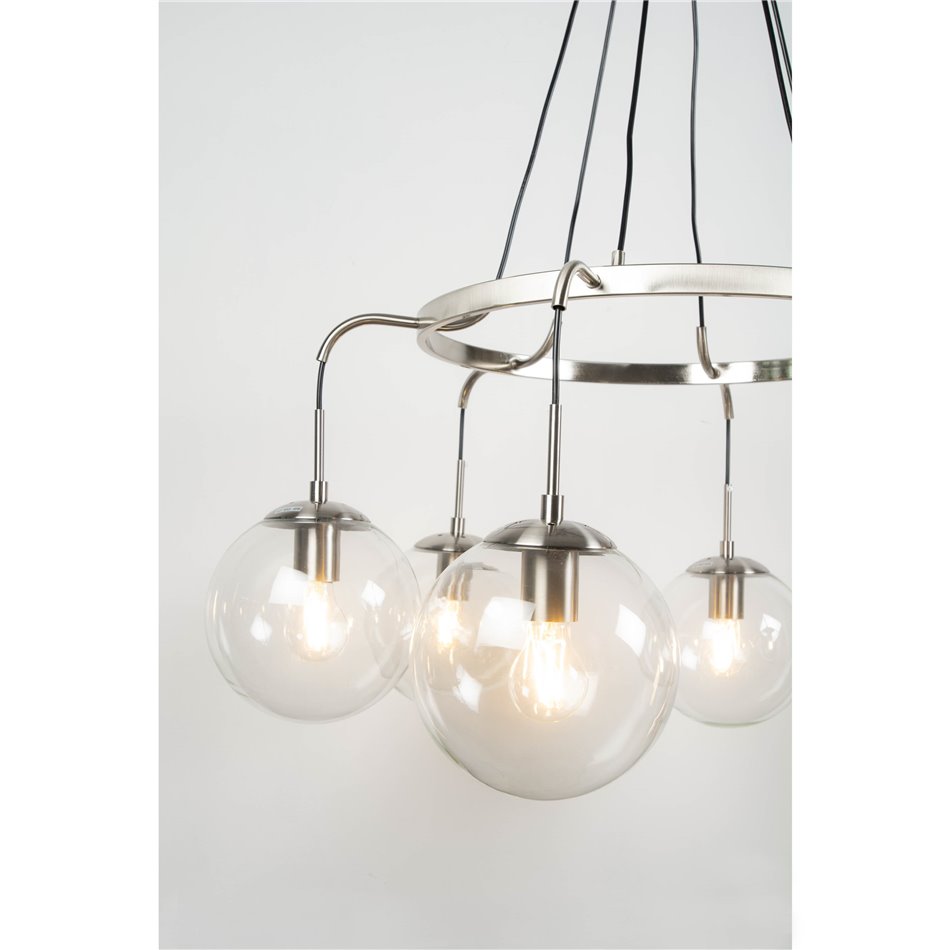 Pendant lamp Rana, nickel, H60-135cm, D85cm, E27 6x60W(MAX)