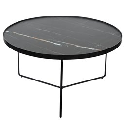 Coffee table Soliera L, D80cm, H45cm, black, metal/glass