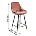 Bar chair Solero, pink 34 SD, H-98x54x54cm, seat height 68cm