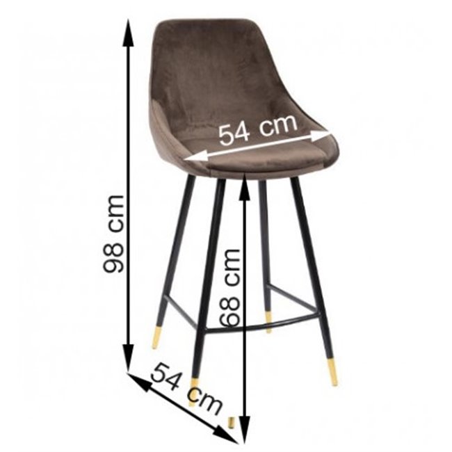 Bar stool Solero, coffee color, H-98x54x54cm, seat height 68cm
