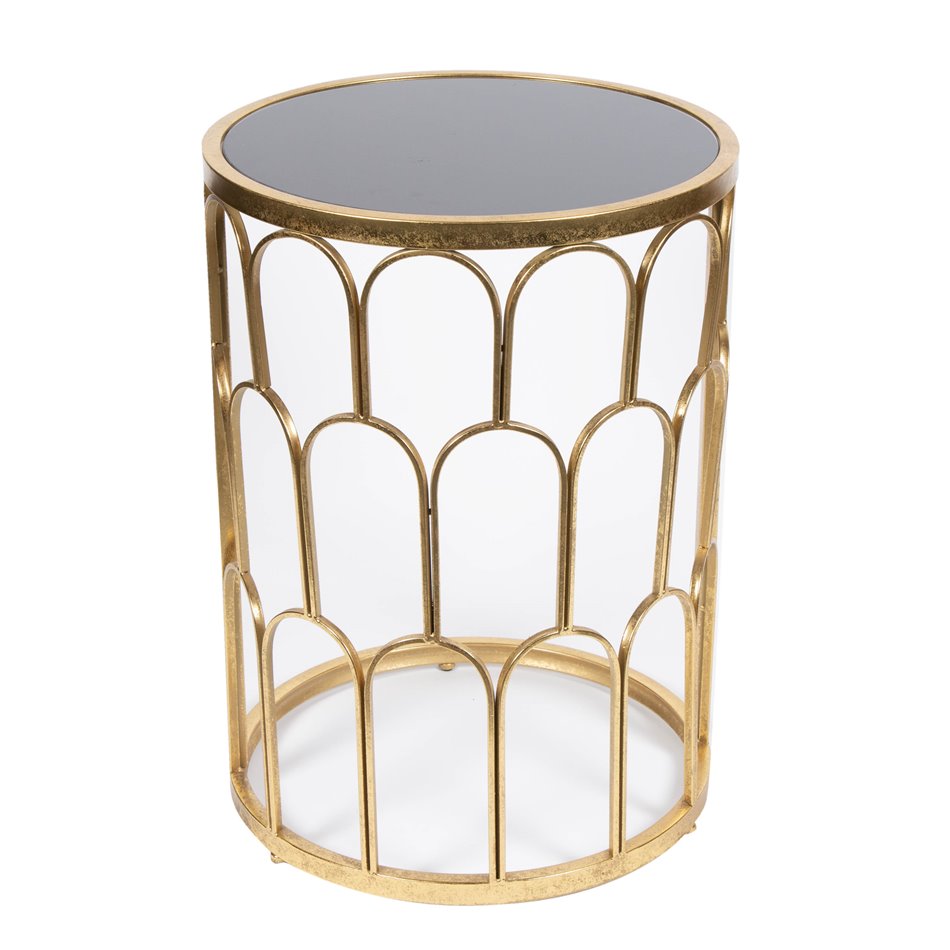 Side table Burch M, golden/black, glass/metal, D40x55cm