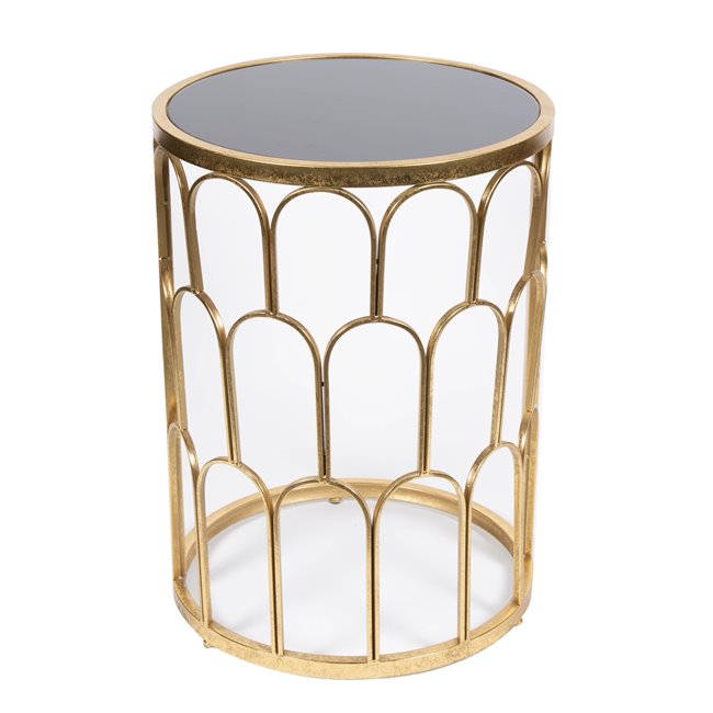 Side table Burch M, golden/black, glass/metal, D40x55cm