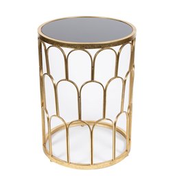 Side table Burch M, golden/black, glass/metal, D40x55cm