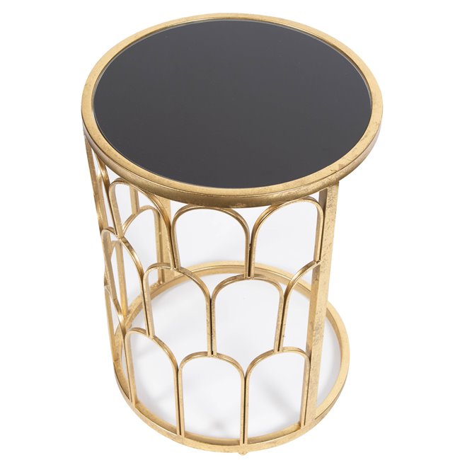 Side table Burch M, golden/black, glass/metal, D40x55cm