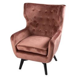 Armchair Dunkel, velvet, old pink color, H103x76x80cm, seat height 50cm