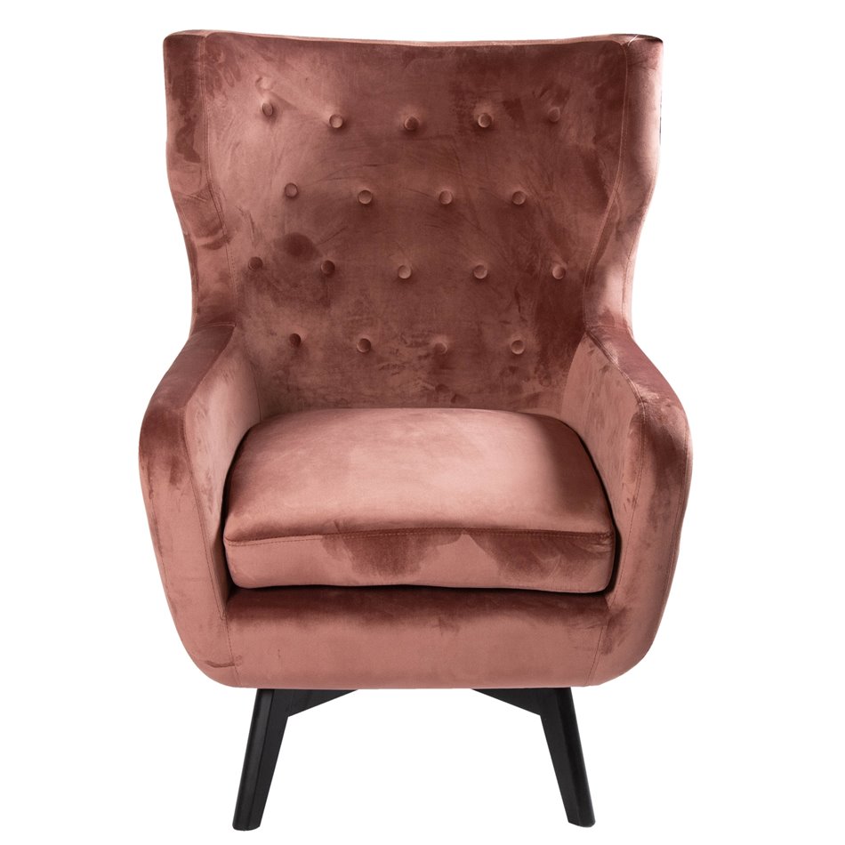 Armchair Dunkel, velvet, old pink color, H103x76x80cm, seat height 50cm