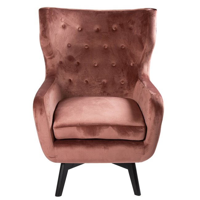 Armchair Dunkel, velvet, old pink color, H103x76x80cm, seat height 50cm