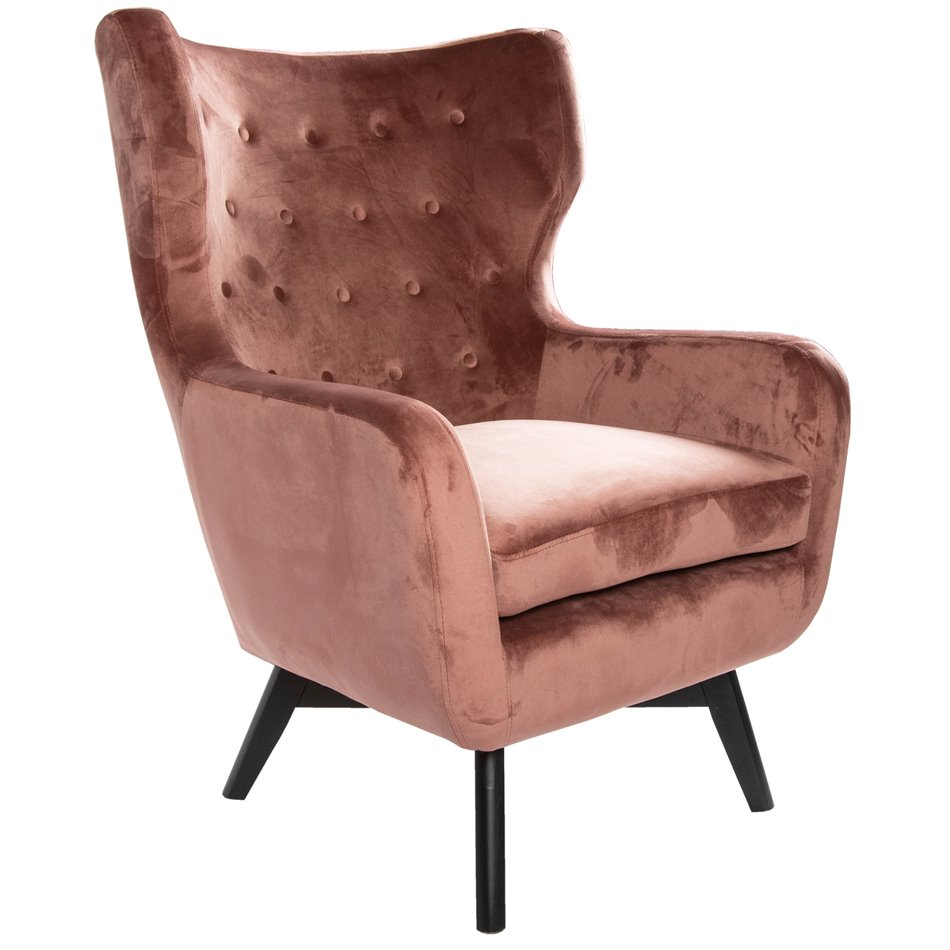 Armchair Dunkel, velvet, old pink color, H103x76x80cm, seat height 50cm