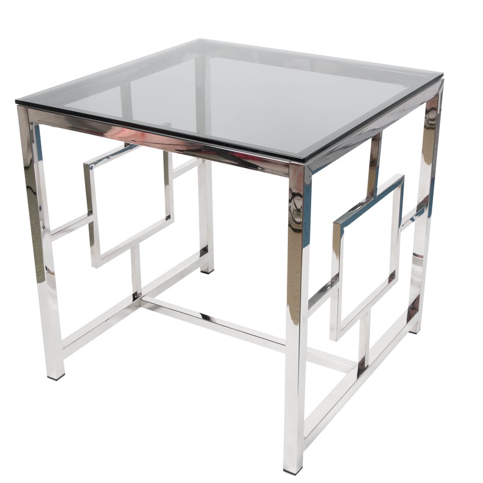 Side table Eder, toned glass/silver, 55x55x55cm