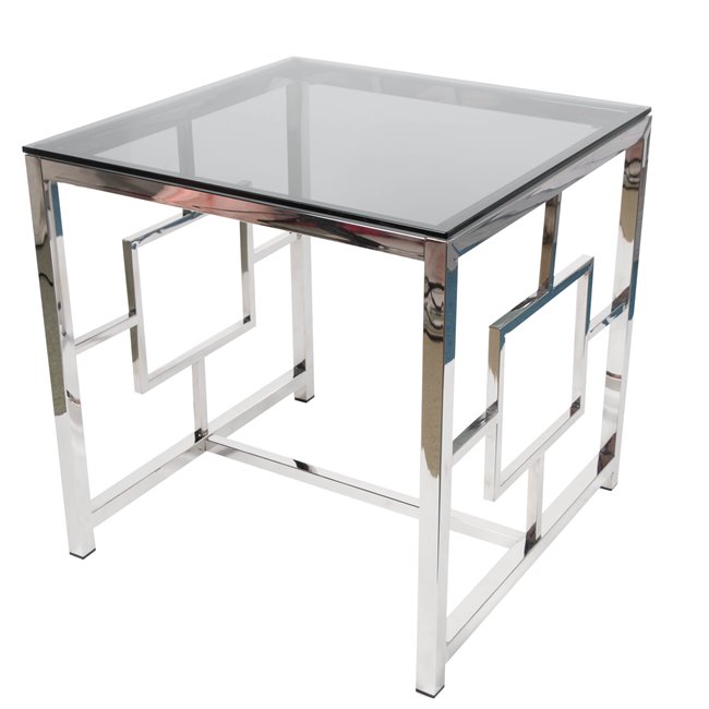 Side table Eder, toned glass/silver, 55x55x55cm