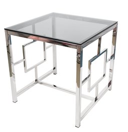 Side table Eder, toned glass/silver, 55x55x55cm