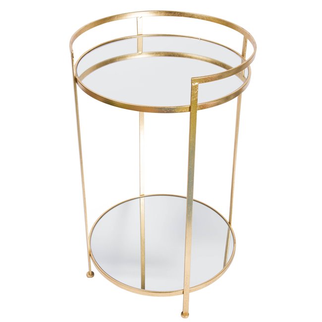 Metal table Barge L, mirror top, golden, D44x71cm