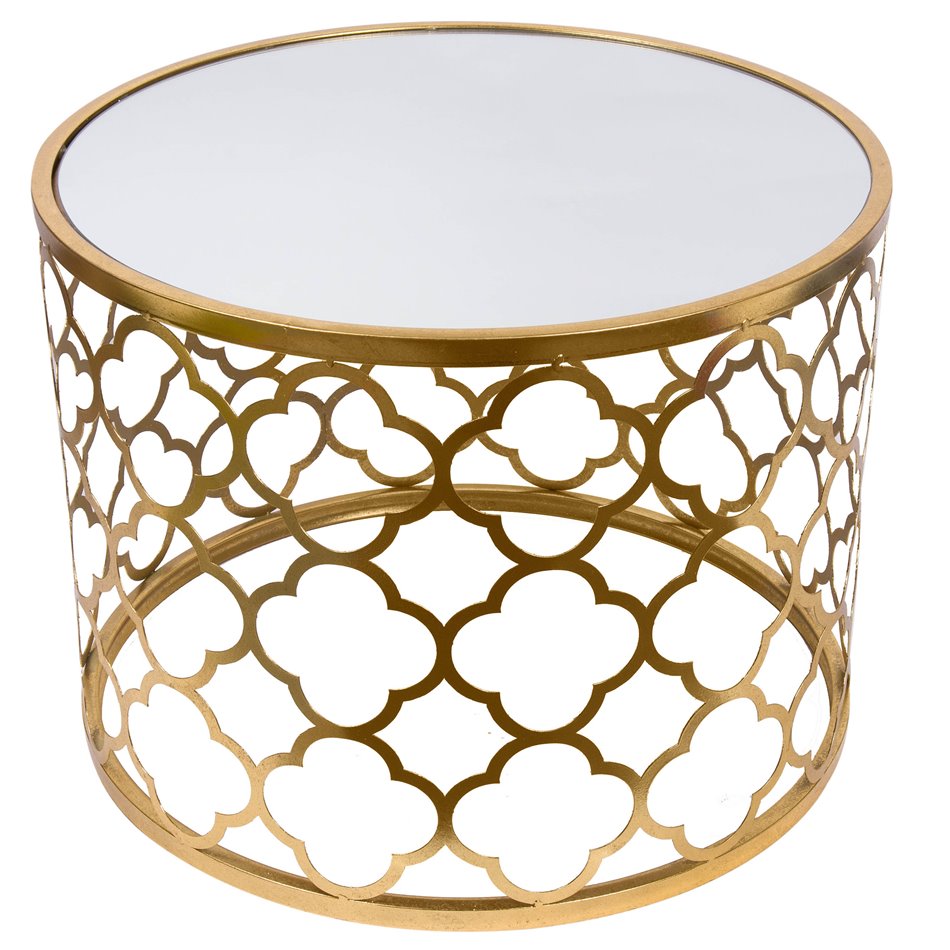 Metal table Berini M, mirror top, golden, D60xH45cm