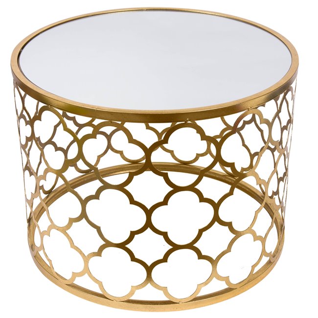 Metal table Berini M, mirror top, golden, D60xH45cm