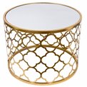 Metal table Berini M, mirror top, golden, D60xH45cm