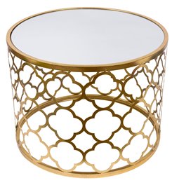 Metal table Berini M, mirror top, golden, D60xH45cm