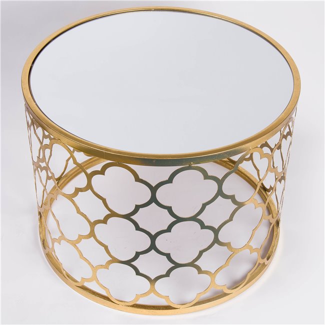 Metal table Berini M, mirror top, golden, D60xH45cm