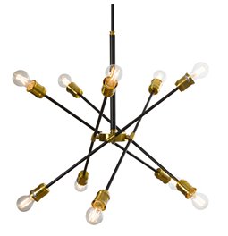 Pendant lamp Raider, black, E27 10x60W(MAX),  H85-140x75cm  