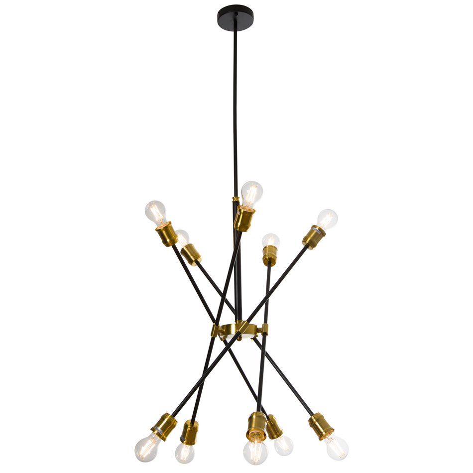 Pendant lamp Raider, black, E27 10x60W(MAX),  H85-140x75cm  